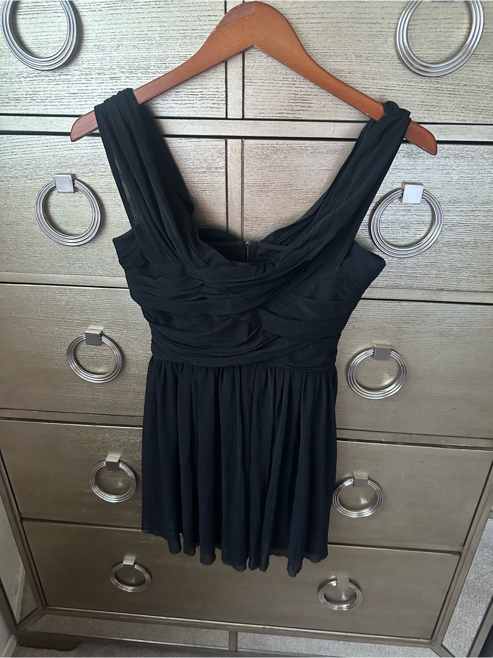Topshop Draped V-Neck Black Mini Dress - Picture 4 of 5